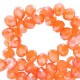 Faceted glass beads 8x6mm disc Warm comfort orange-pearl shine coating